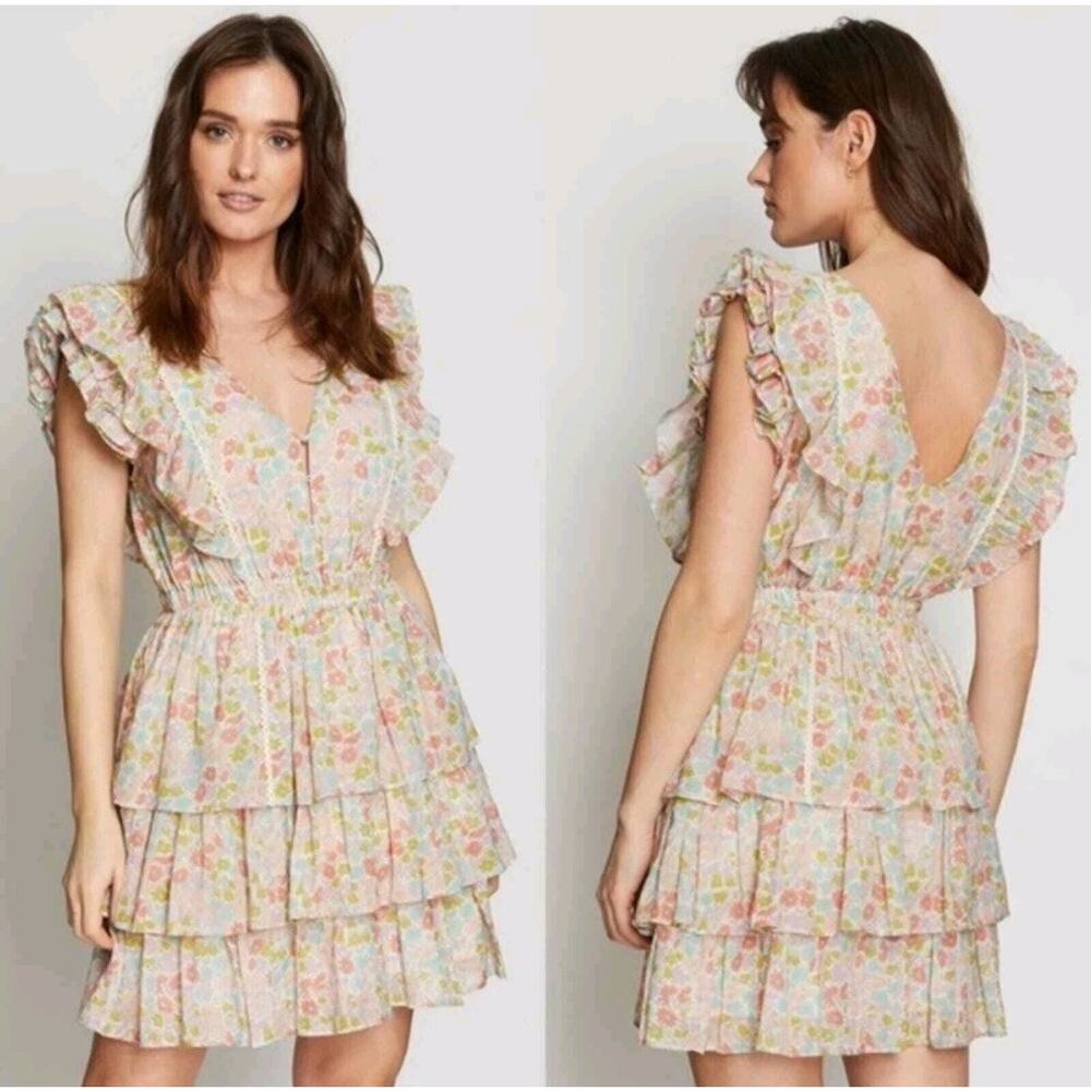 Love The Label Floral Cotton Tiered Dress